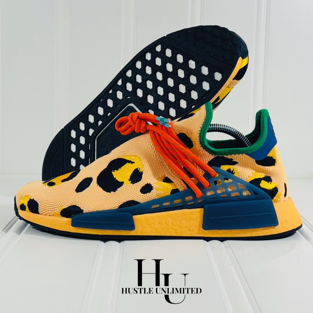 Adidas Pharrell NMD Human Race Animal Print Pulse Amber Sneakers Men’s Size 9.5